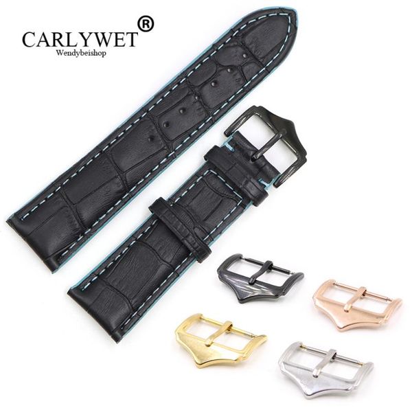 watch bands carlywet 18 20 22mm black real calf leather replacement wrist band strap with blue stitches silver color polished buckle, Black;brown
watch bands carlywet 18 20 22mm black real calf leather replacement wrist band strap with blue stitches silver color polished buckle, Black;brown