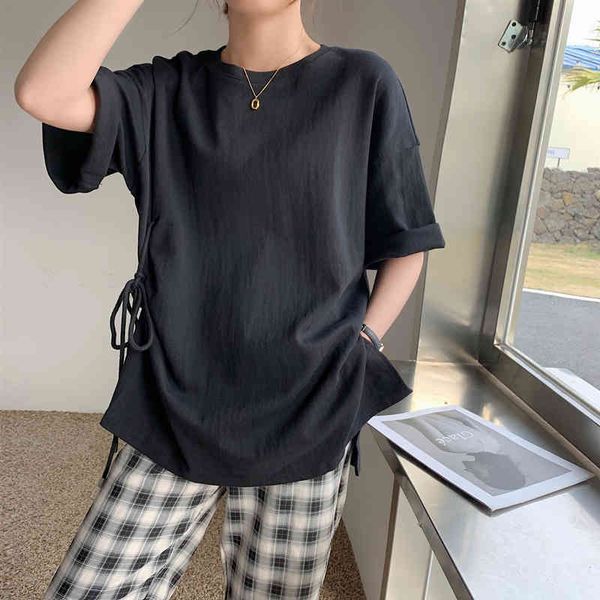 moluleva 2021 female spring t-shirt basic soild korean fashion oversize wild division lady s, White
moluleva 2021 female spring t-shirt basic soild korean fashion oversize wild division lady s, White