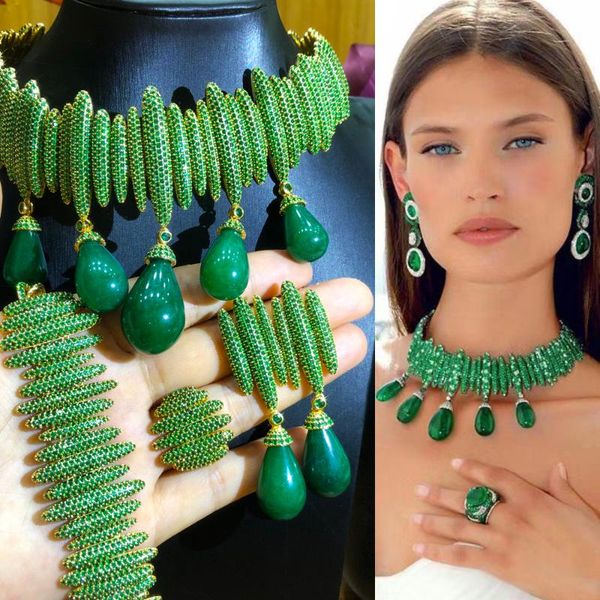 earrings & necklace luxury emeralds 4pcs waterdrop big earring bangle ring jewelry sets for women wedding bridal gift, Silver
earrings & necklace luxury emeralds 4pcs waterdrop big earring bangle ring jewelry sets for women wedding bridal gift, Silver