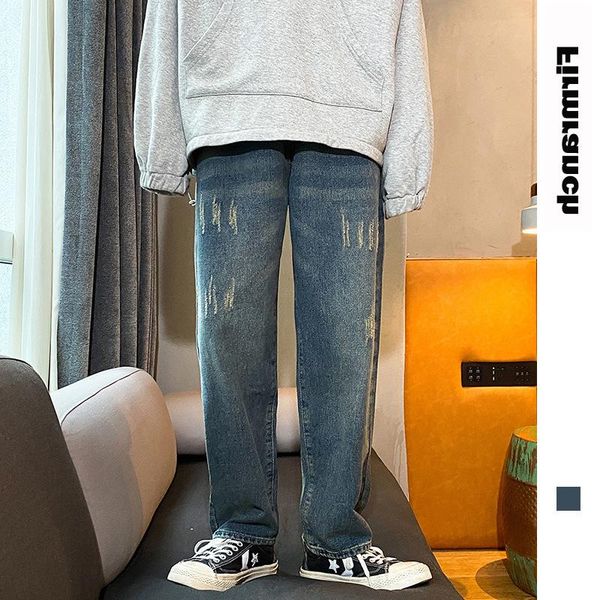 men's jeans 2021 spring/autumn american distressed straight trousers men wide leg loose youth retro blue long demin pants
men's jeans 2021 spring/autumn american distressed straight trousers men wide leg loose youth retro blue long demin pants