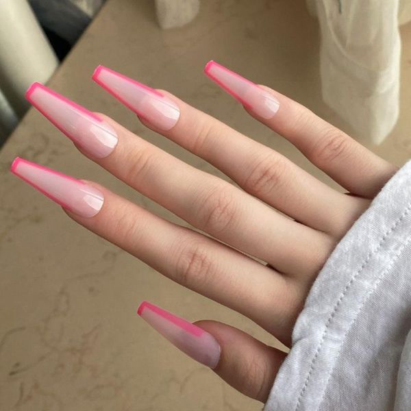 false nails 24pc artificial pink french long coffin wearable detachable ballerina fake full cover nail tips press on, Red;gold
false nails 24pc artificial pink french long coffin wearable detachable ballerina fake full cover nail tips press on, Red;gold