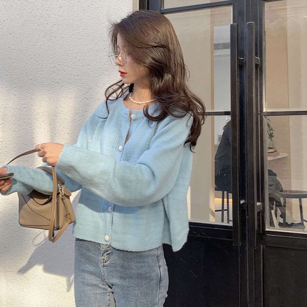 women's jackets coats early 2021 korean pearl button short round neck t-shirt cardigan spring and autumn thin sweater coat s2eg, Black;brown
women's jackets coats early 2021 korean pearl button short round neck t-shirt cardigan spring and autumn thin sweater coat s2eg, Black;brown