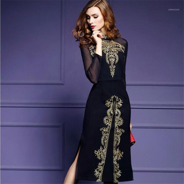 casual dresses women 2021 spring autumn vintage embroidery dress female elegant black vestidos retro robe femme knitted clothing mesh e135, Black;gray
casual dresses women 2021 spring autumn vintage embroidery dress female elegant black vestidos retro robe femme knitted clothing mesh e135, Black;gray