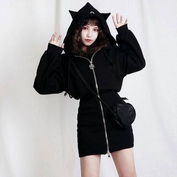women's hoodies & sweatshirts long gothic casual chic zipper black thicker women loose ear hooded crescent print female punk
women's hoodies & sweatshirts long gothic casual chic zipper black thicker women loose ear hooded crescent print female punk