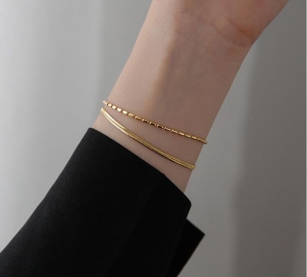 link, chain gold thin stainless steel snake bracelet for women girls double layer herringbone link bohemian jewelry, Black
link, chain gold thin stainless steel snake bracelet for women girls double layer herringbone link bohemian jewelry, Black