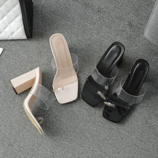 slippers square heel shoes ladies' rubber flip flops rivet transparent heeled mules block hawaiian high pvc rome slides pu, Black
slippers square heel shoes ladies' rubber flip flops rivet transparent heeled mules block hawaiian high pvc rome slides pu, Black