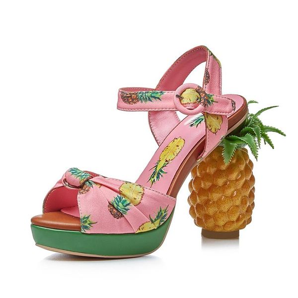 women high heel sandals flat platform woman shoes strange style pineapple fish mouth buckle strap ladies party heels, Black
women high heel sandals flat platform woman shoes strange style pineapple fish mouth buckle strap ladies party heels, Black