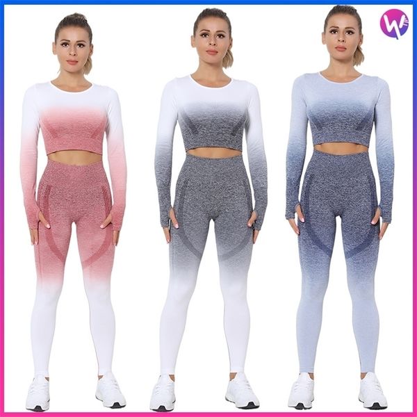 2021 autumn and winter new yoga suit set women's seamless gradient hanging dyeing tight long sleeved trousers
2021 autumn and winter new yoga suit set women's seamless gradient hanging dyeing tight long sleeved trousers