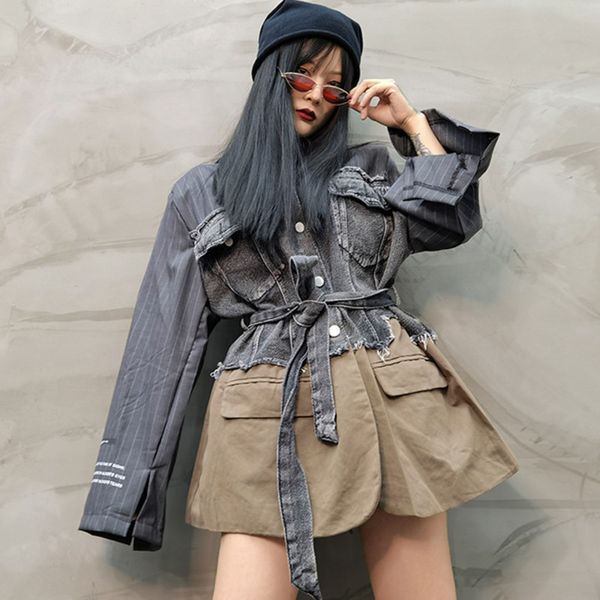 spring long sleeve outerwear loose casual denim suit coats black jacket striped patchwork cowboy overcoat 16w23 210510, Black;brown
spring long sleeve outerwear loose casual denim suit coats black jacket striped patchwork cowboy overcoat 16w23 210510, Black;brown
