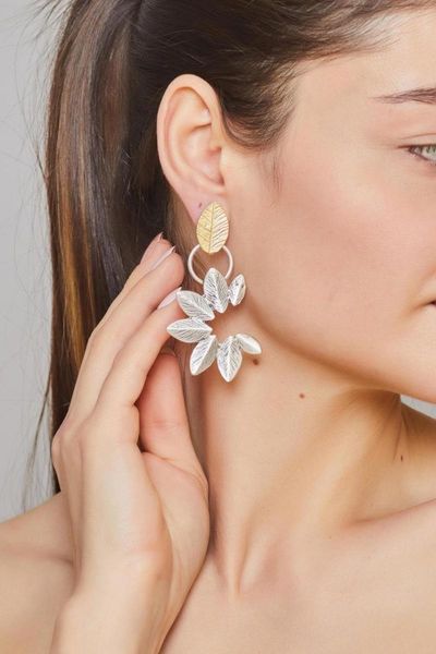 hoop & huggie row leaf silver plated ring earrings season modern design for women girls fashion jewelry, Golden;silver
hoop & huggie row leaf silver plated ring earrings season modern design for women girls fashion jewelry, Golden;silver