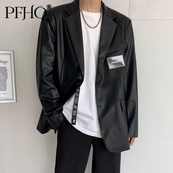 men's suits & blazers pfhq korean tide label design black suit coat men clothing loose casual streetwear cool single button long sleeve, White;black
men's suits & blazers pfhq korean tide label design black suit coat men clothing loose casual streetwear cool single button long sleeve, White;black