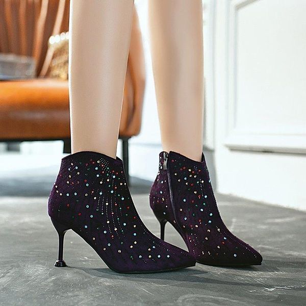 boots colorful rhinestone ankle women winter high heels stiletto heel short black purple 2021
boots colorful rhinestone ankle women winter high heels stiletto heel short black purple 2021
