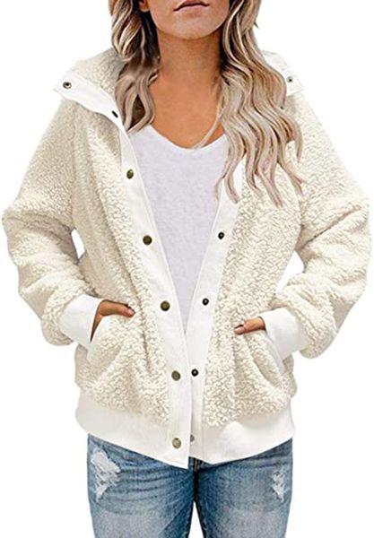 women's jackets autumn winter plush long sleeve double pocket button up jacket streetwear casual for women 2021 white khaki green coat, Black;brown
women's jackets autumn winter plush long sleeve double pocket button up jacket streetwear casual for women 2021 white khaki green coat, Black;brown