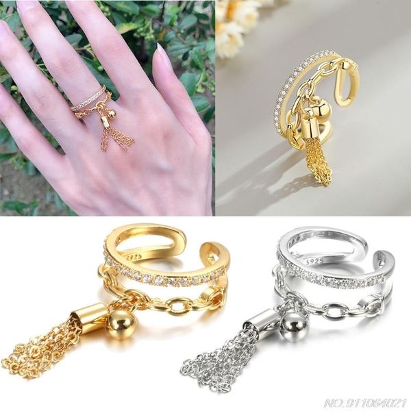 wedding rings link chain tassel ring zirconia with spike pendant charm finger for women opening adjustable jewelry gifts wholesales, Slivery;golden
wedding rings link chain tassel ring zirconia with spike pendant charm finger for women opening adjustable jewelry gifts wholesales, Slivery;golden