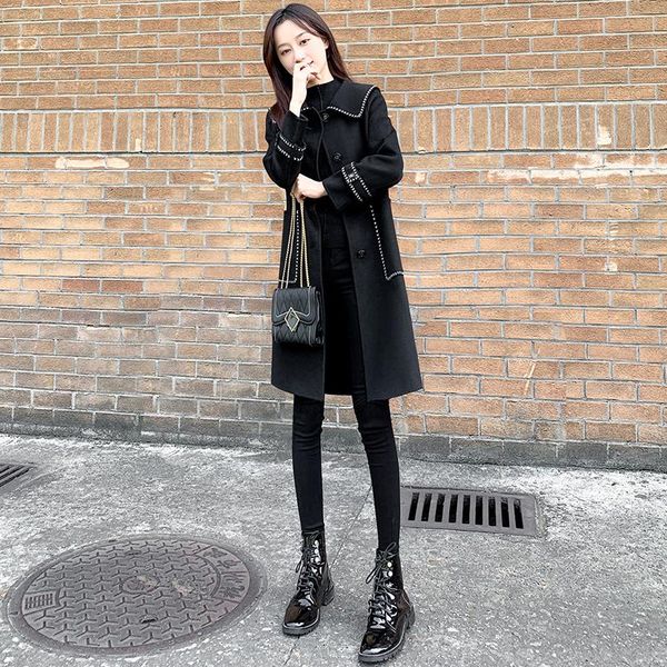 women's wool & blends 2021 autumn winter coats vintage loose female blend plus size trendy lady long black pocket outerwear
women's wool & blends 2021 autumn winter coats vintage loose female blend plus size trendy lady long black pocket outerwear