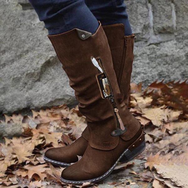 boots fashion brand winter shoes womens basic ladies knee high zip platform female autumn warm bep2, Black