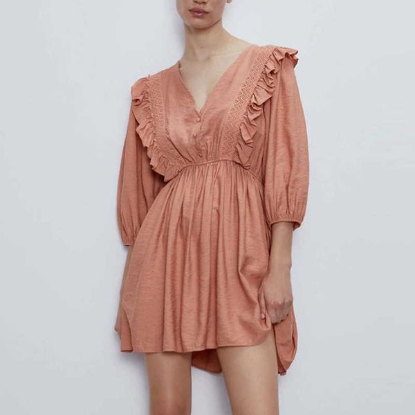 dress za summer fashion simple ruffled v-neck elegant chic female street youth women 210601, Black;gray
dress za summer fashion simple ruffled v-neck elegant chic female street youth women 210601, Black;gray