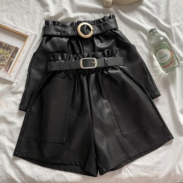 women's shorts chic 2021 autumn winter black pu leather women vintage high waist female femme solid casual mujer, White;black
women's shorts chic 2021 autumn winter black pu leather women vintage high waist female femme solid casual mujer, White;black
