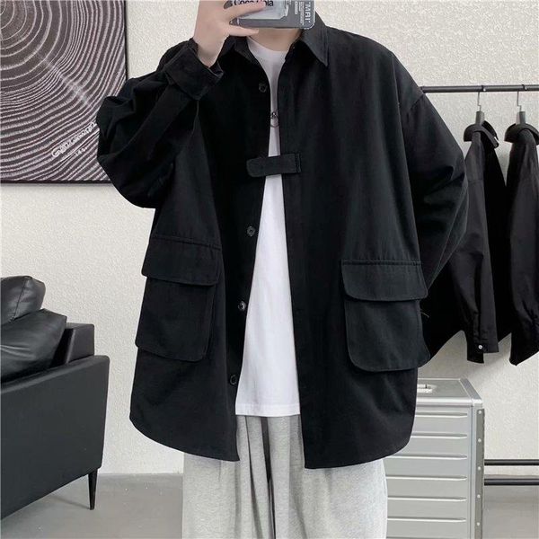 men's casual shirts 2022 autumn and winter hip hop streetwear loose long-sleeved women, White;black
men's casual shirts 2022 autumn and winter hip hop streetwear loose long-sleeved women, White;black