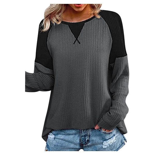 women's t-shirt t shirt waff sewing design autumn spring long sleeve fashion tee o-neck oversize casual loose basic, White
women's t-shirt t shirt waff sewing design autumn spring long sleeve fashion tee o-neck oversize casual loose basic, White