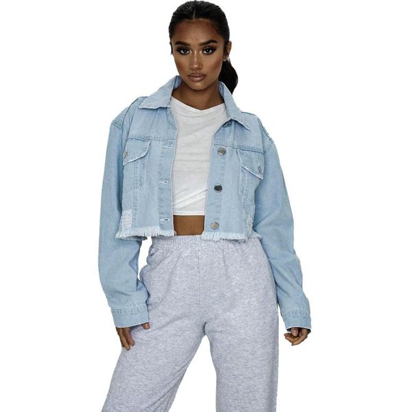 autumn short denim button jacket womens solid color long sleeves casual cropped hole jean jackets outwear women's, Black;brown
autumn short denim button jacket womens solid color long sleeves casual cropped hole jean jackets outwear women's, Black;brown