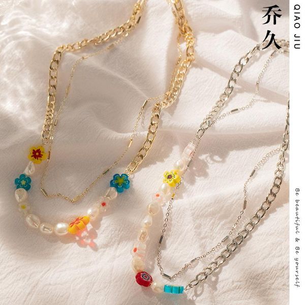 chokers freshwater pearl and glazed flower double layered necklace with clavicle chain om offical store colors stainless s, Golden;silver
chokers freshwater pearl and glazed flower double layered necklace with clavicle chain om offical store colors stainless s, Golden;silver