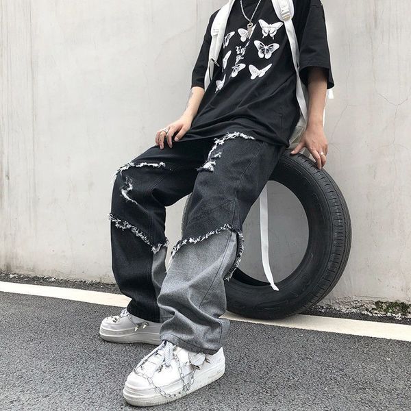 korean fashion tassel contrast cool high street harajuku style loose raw edge jeans men's trendy, Blue
korean fashion tassel contrast cool high street harajuku style loose raw edge jeans men's trendy, Blue