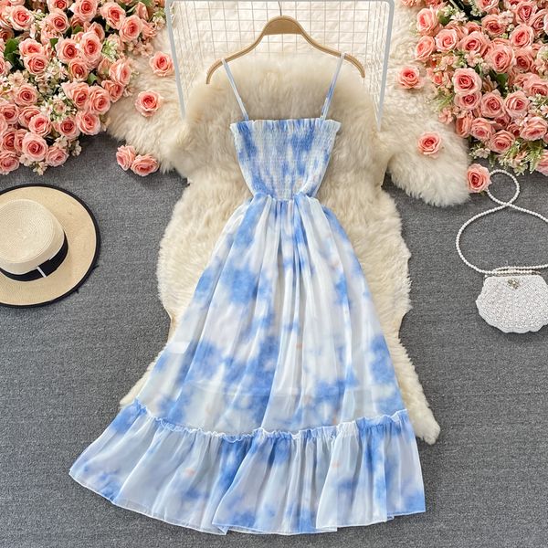 sweet blue dye tie spaghetti strap dress for women slash neck sleeveless high waist a-line ruffle midi vestidos 2021 new, Black;gray
sweet blue dye tie spaghetti strap dress for women slash neck sleeveless high waist a-line ruffle midi vestidos 2021 new, Black;gray