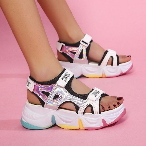 sandals 20212021 wedge heels women's rainbow sole design female 5.5cm platform height increasing shoes women, Black
sandals 20212021 wedge heels women's rainbow sole design female 5.5cm platform height increasing shoes women, Black