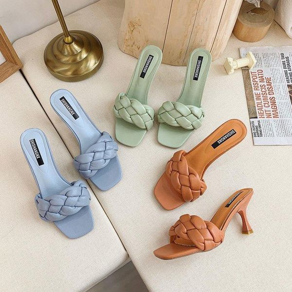 weave designer women slipper ladies thin high heel sandal 2021 summer slip-on open toe brown outdoor slides flip flop shoe slippers, Black
weave designer women slipper ladies thin high heel sandal 2021 summer slip-on open toe brown outdoor slides flip flop shoe slippers, Black
