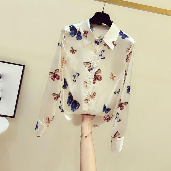 women's blouses & shirts chiffon printed women summer 2021 turn-down collar long-sleeved elegant office lady outwear, White
women's blouses & shirts chiffon printed women summer 2021 turn-down collar long-sleeved elegant office lady outwear, White