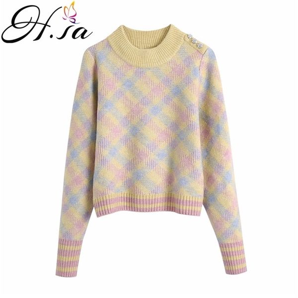 women spring sweater and pullovers cute plaid jumpers pink yellow kawaii girls chic knitted 210430, Black;gray
women spring sweater and pullovers cute plaid jumpers pink yellow kawaii girls chic knitted 210430, Black;gray