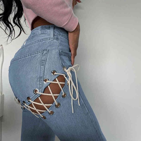 women's jeans y2k side cross bandage drawstring hollow out straight high waist denim pants elegant ladies europe fashion xtd4, Blue
women's jeans y2k side cross bandage drawstring hollow out straight high waist denim pants elegant ladies europe fashion xtd4, Blue