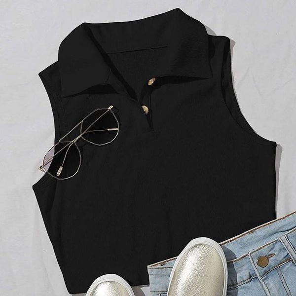 women's ribbed half-button placket cropped tank casual neckline vest blouse summer women harajuku short sleeve tanks & camis, White
women's ribbed half-button placket cropped tank casual neckline vest blouse summer women harajuku short sleeve tanks & camis, White
