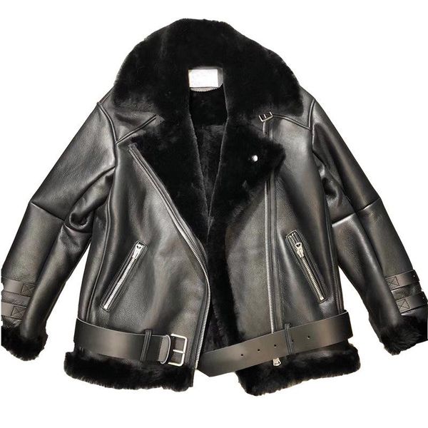 women's fur & faux 2021 autumn and winter high-quality merino sheep coat 100% wool leather motorcycle short jacket, Black
women's fur & faux 2021 autumn and winter high-quality merino sheep coat 100% wool leather motorcycle short jacket, Black