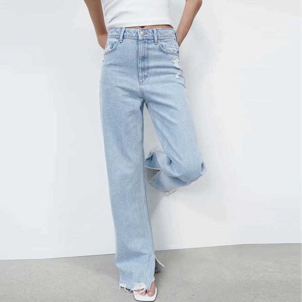 za women boyfriend stretch straight jeans washed full length high waist wide-legged denim pants pocket baggy slit trousers 210927, Blue
za women boyfriend stretch straight jeans washed full length high waist wide-legged denim pants pocket baggy slit trousers 210927, Blue