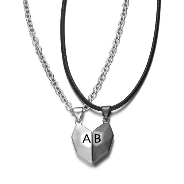 2pcs/set magnetic couple necklace stainless steel lovers heart pendant laser engraving 26 letters charm, Silver
2pcs/set magnetic couple necklace stainless steel lovers heart pendant laser engraving 26 letters charm, Silver