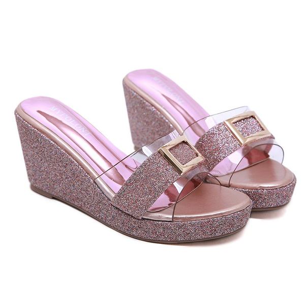slippers womens shoes solid thick bottom wedge sandals high heels glitter paillette transparent shoelaces women slipper outdoor, Black
slippers womens shoes solid thick bottom wedge sandals high heels glitter paillette transparent shoelaces women slipper outdoor, Black
