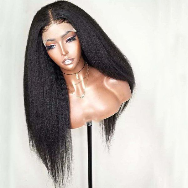 kinky straight 180 density black color yaki lace front wig for black women with baby hair synthetic heat resisitant glueless, Black;brown
kinky straight 180 density black color yaki lace front wig for black women with baby hair synthetic heat resisitant glueless, Black;brown