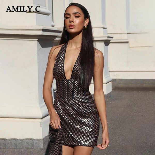 casual dresses amily.c 2021 summer fashion shiny black sequin deep v neck halter design celebrity party mini dress, Black;gray
casual dresses amily.c 2021 summer fashion shiny black sequin deep v neck halter design celebrity party mini dress, Black;gray