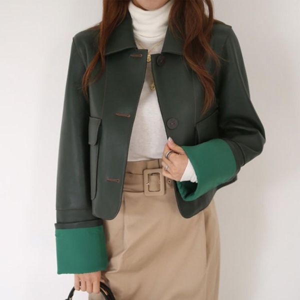 women's leather & faux korean ladies pu jackets coats 2021 spring fashion casual long sleeve single breasted woman short jacket coat fe, Black
women's leather & faux korean ladies pu jackets coats 2021 spring fashion casual long sleeve single breasted woman short jacket coat fe, Black