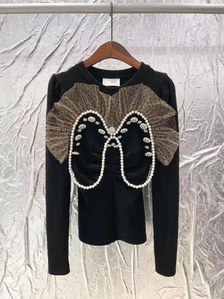 women's blouses & shirts long sleeves black blouse mesh dot print patchwork diamonds pearl femme all-match women pullover top, White
women's blouses & shirts long sleeves black blouse mesh dot print patchwork diamonds pearl femme all-match women pullover top, White