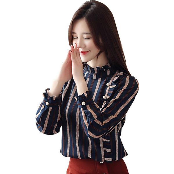 women's blouses & shirts korean ruffled turtleneck summer chiffon blouse striped butterfly long sleeve button slim pullover casual har, White
women's blouses & shirts korean ruffled turtleneck summer chiffon blouse striped butterfly long sleeve button slim pullover casual har, White