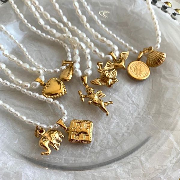 chains zj baroque irregular natural freshwater pearls 35cm+10cm extender angel shell pendant chokers necklaces stainless steel jewelry, Silver
chains zj baroque irregular natural freshwater pearls 35cm+10cm extender angel shell pendant chokers necklaces stainless steel jewelry, Silver