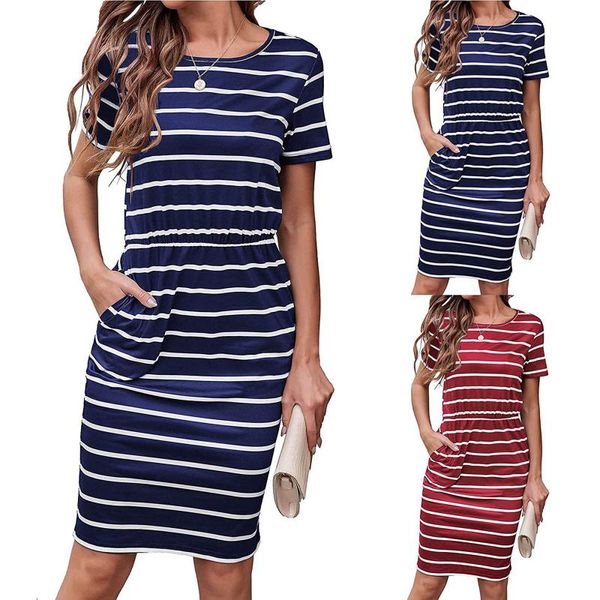 casual dresses 2021ss ladies summer o-neck short sleeve striped swing midi dress with pockets womens simple straight elegant, Black;gray
casual dresses 2021ss ladies summer o-neck short sleeve striped swing midi dress with pockets womens simple straight elegant, Black;gray