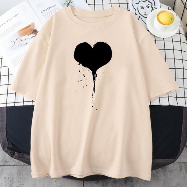 women's t-shirt black heart printing woman tshirts fashion big-size tees shirts simplicity vintage o-neck for women, White
women's t-shirt black heart printing woman tshirts fashion big-size tees shirts simplicity vintage o-neck for women, White