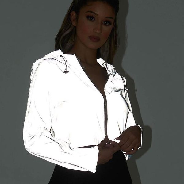 women's jackets reflective hooded jacket women night glowing short coat streetwear long sleeve zipper outwear holographic, Black;brown
women's jackets reflective hooded jacket women night glowing short coat streetwear long sleeve zipper outwear holographic, Black;brown