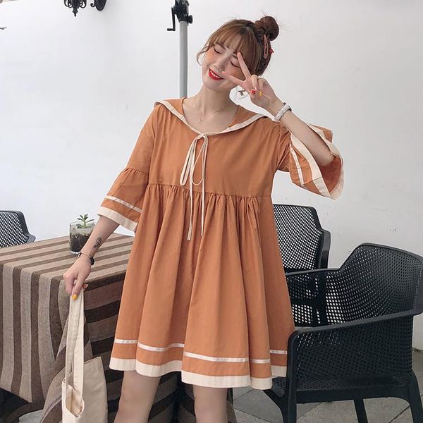 casual dresses 2021 summer striped loose solid women kawaii dress ruffles above knee empire flare sleeve salior collar cute femal, Black;gray
casual dresses 2021 summer striped loose solid women kawaii dress ruffles above knee empire flare sleeve salior collar cute femal, Black;gray