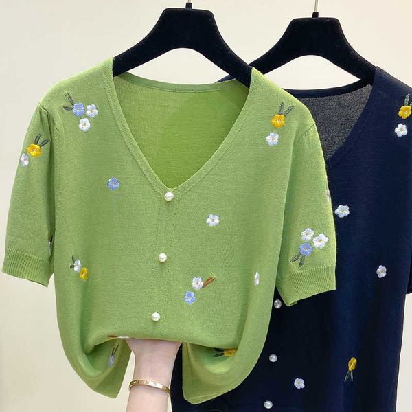 t-shirt women summer v-neck cotton sweater women embroidery casual plus size women's clothes tees slim knit sweater 210604, White;black
t-shirt women summer v-neck cotton sweater women embroidery casual plus size women's clothes tees slim knit sweater 210604, White;black
