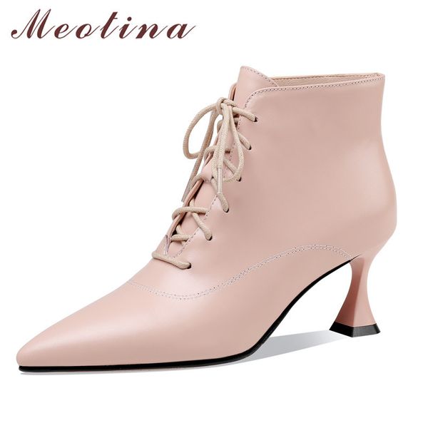 meotina real leather high heel ankle boots women shoes pointed toe stiletto heels lace up lady short boots autumn winter pink 40 210520, Black
meotina real leather high heel ankle boots women shoes pointed toe stiletto heels lace up lady short boots autumn winter pink 40 210520, Black